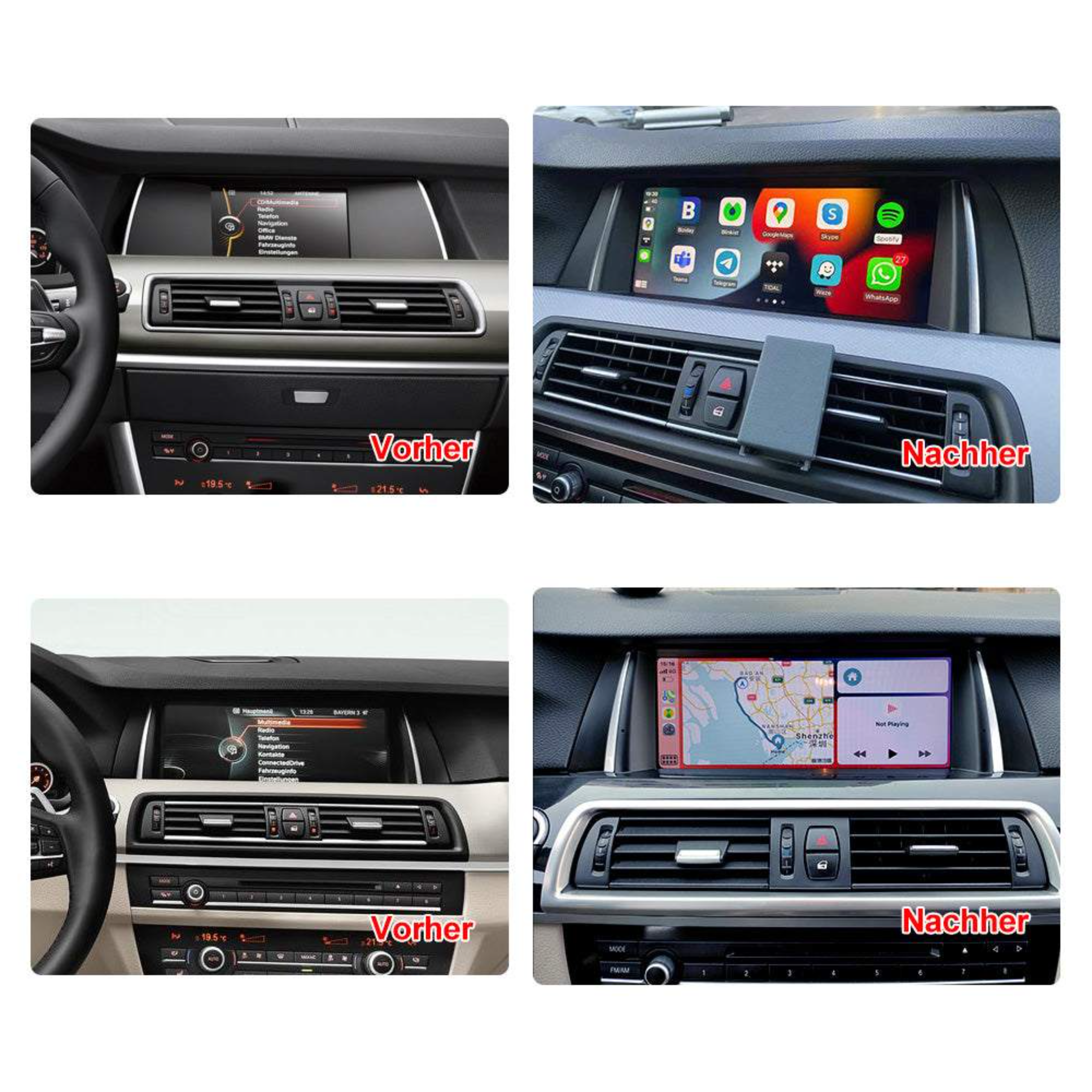 Wireless Apple CarPlay & Android Auto Display - passend für BMW 5er F10 F11 (CIC / NBT)
