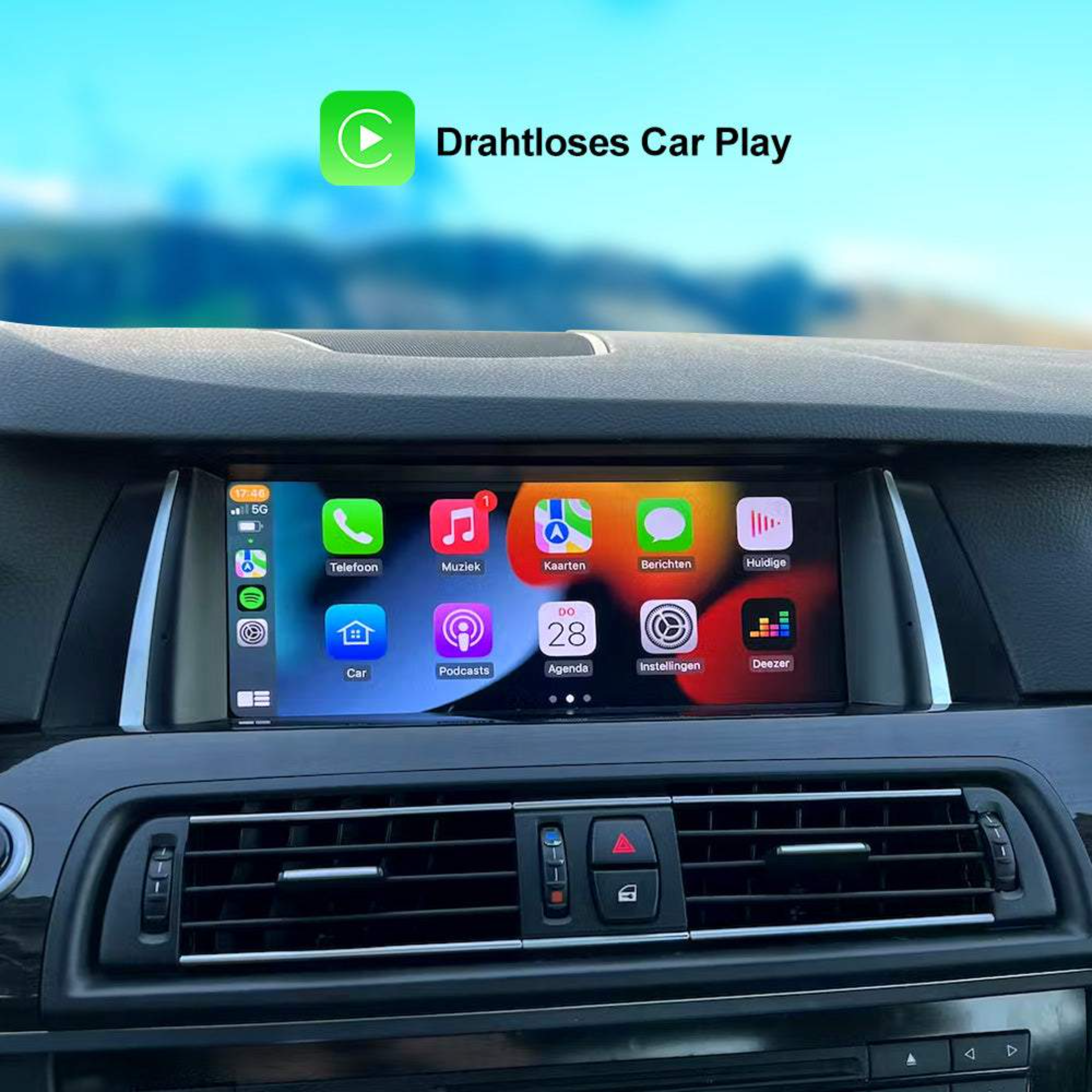 Wireless Apple CarPlay & Android Auto Display - passend für BMW 5er F10 F11 (CIC / NBT)
