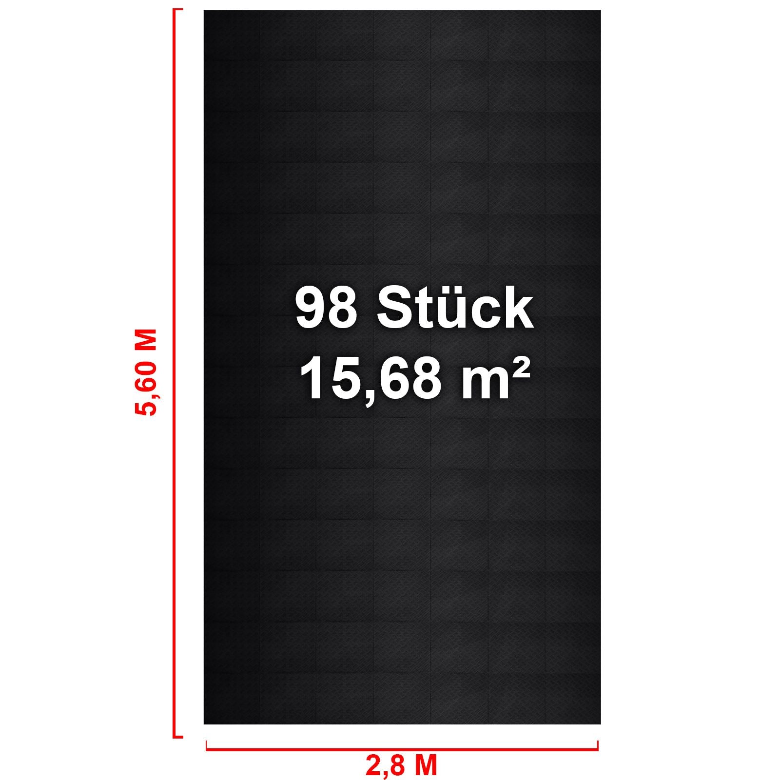 Klickfliesen Set – Werkstattboden im Riffelblech-Look, 15,68 m² (2,80 x 5,60 m, 98 Stück)