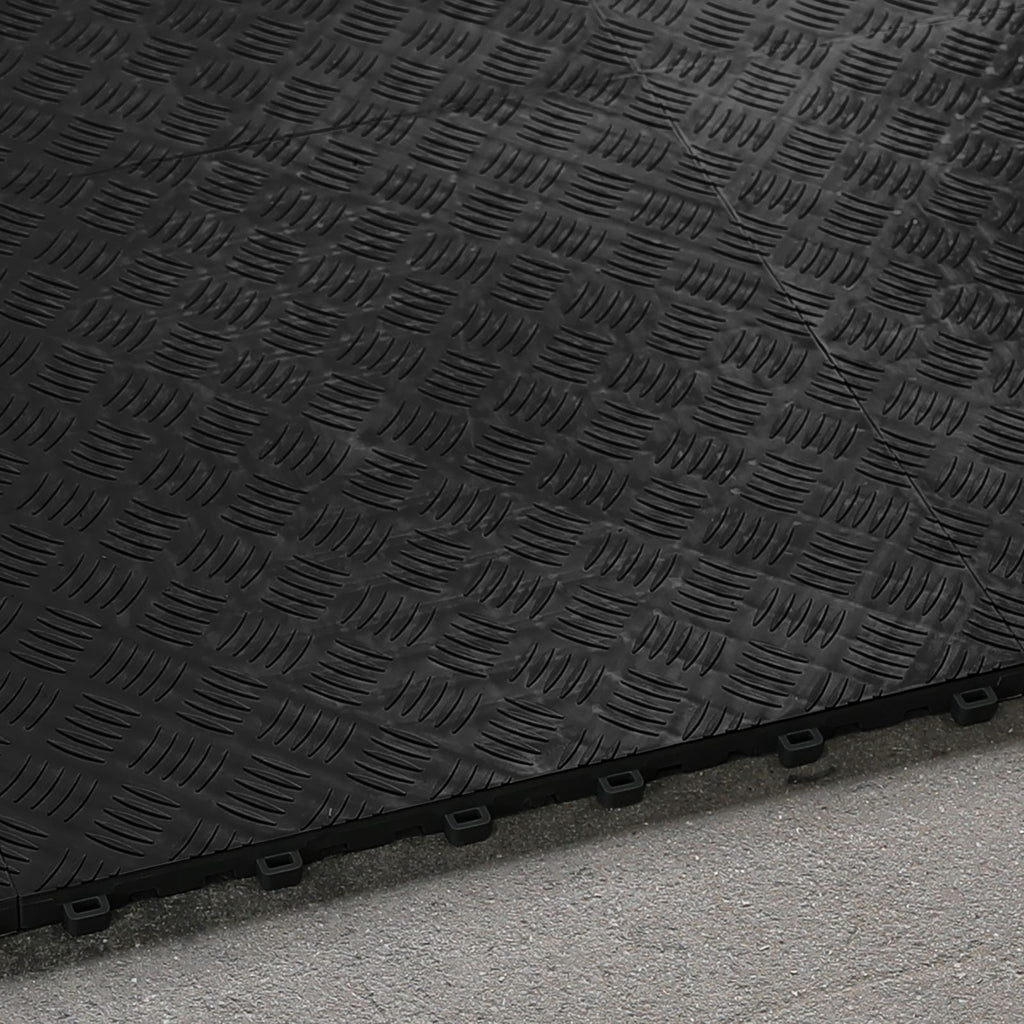 Klickfliesen Set – Werkstattboden im Riffelblech-Look, 15,68 m² (2,80 x 5,60 m, 98 Stück)