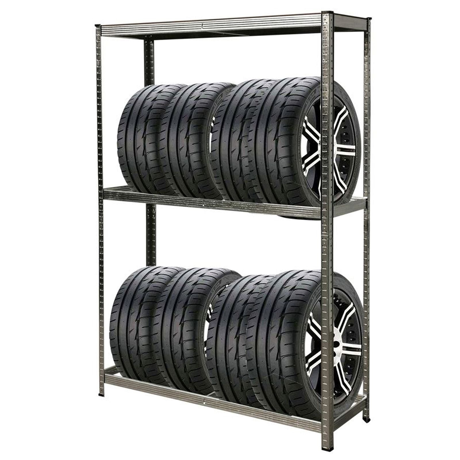 Reifenregal aus Stahl – bis 8 Reifen, 200 kg Traglast pro Ebene