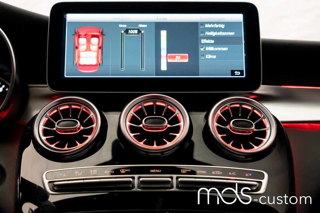 Mercedes W205 Lüftungsdüsen mit Ambientebeleuchtung – Nachrüstsatz für Mercedes C-Klasse