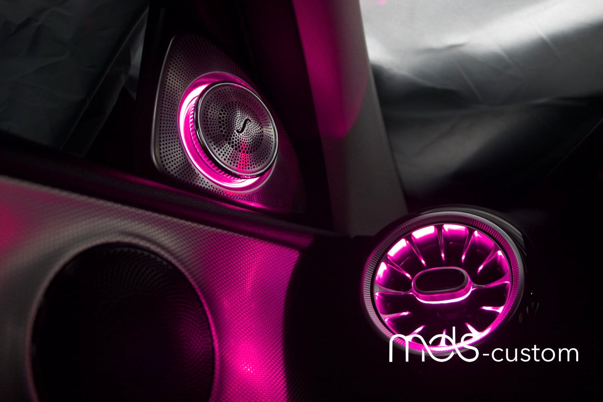 Mercedes W213 3D-Hochtöner mit Ambientebeleuchtung – Nachrüstsatz für Mercedes E-Klasse