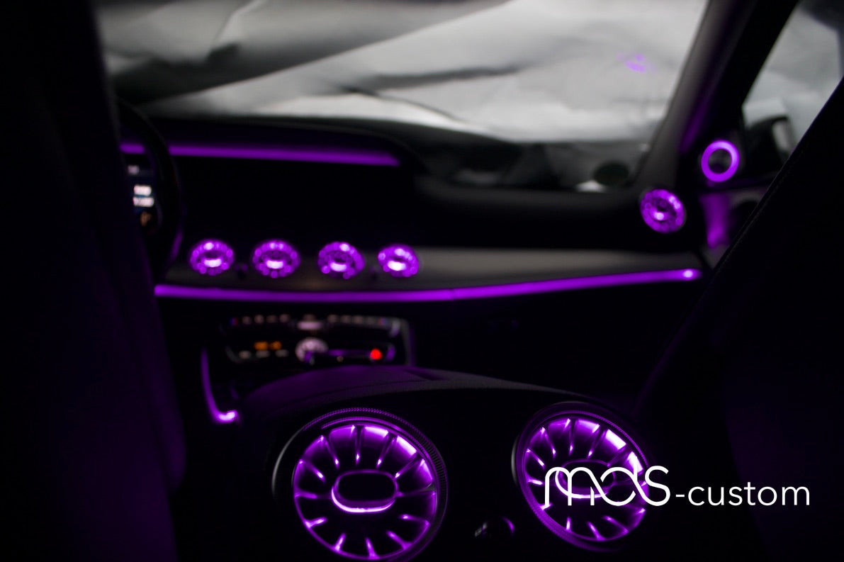 Mercedes W213 Lüftungsdüsen mit Ambientebeleuchtung – Nachrüstsatz für Mercedes E-Klasse