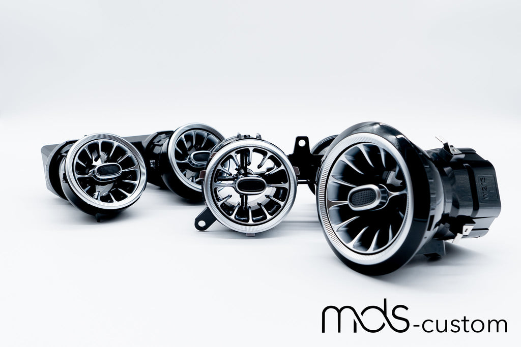 Mercedes W213 Lüftungsdüsen mit Ambientebeleuchtung – Nachrüstsatz für Mercedes E-Klasse